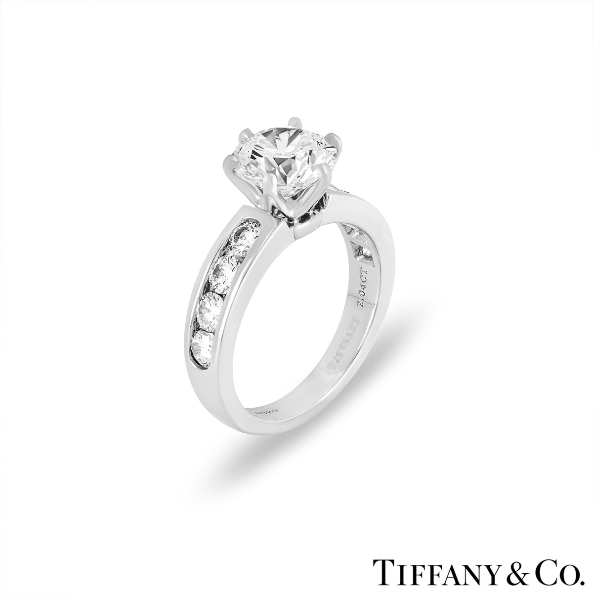 Tiffany & Co. Platinum Round Brilliant Cut Diamond Setting Ring 2.04ct F/VS1 XXX
